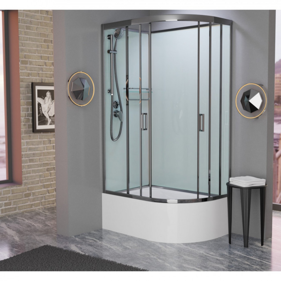 Душевая кабина Frank F412/2L/R Brilliant без крыши, 120 x 80 см, высокий поддон, стекла прозрачные, профиль хром, 188009/190009 