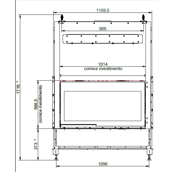 Каминная топка Palazzetti Ecomonoblocco WT 16:9F V12 