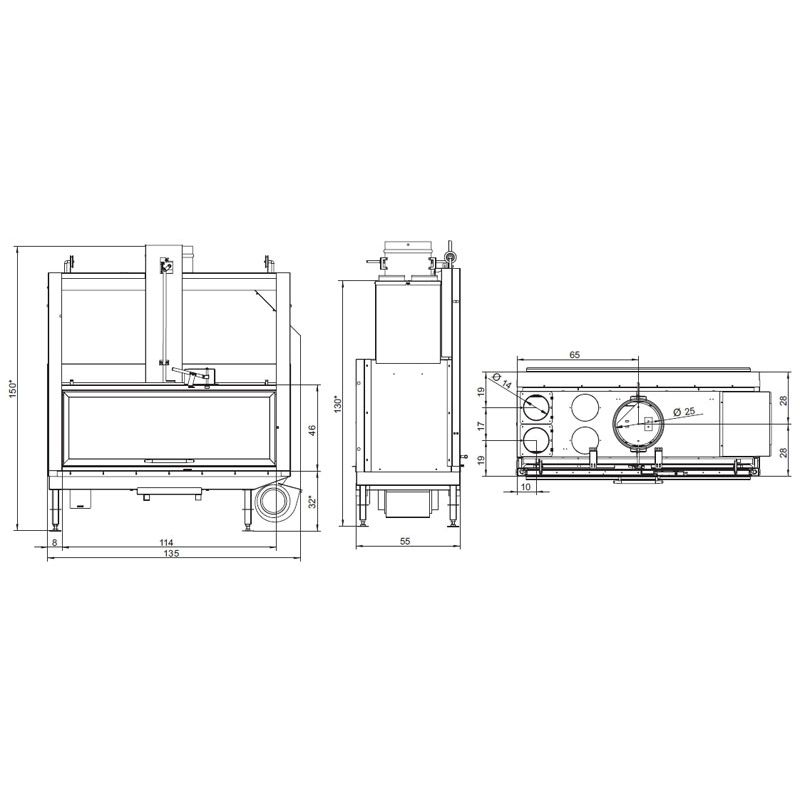 Каминная топка Palazzetti Ecomonoblocco S25:9 DF RH 
