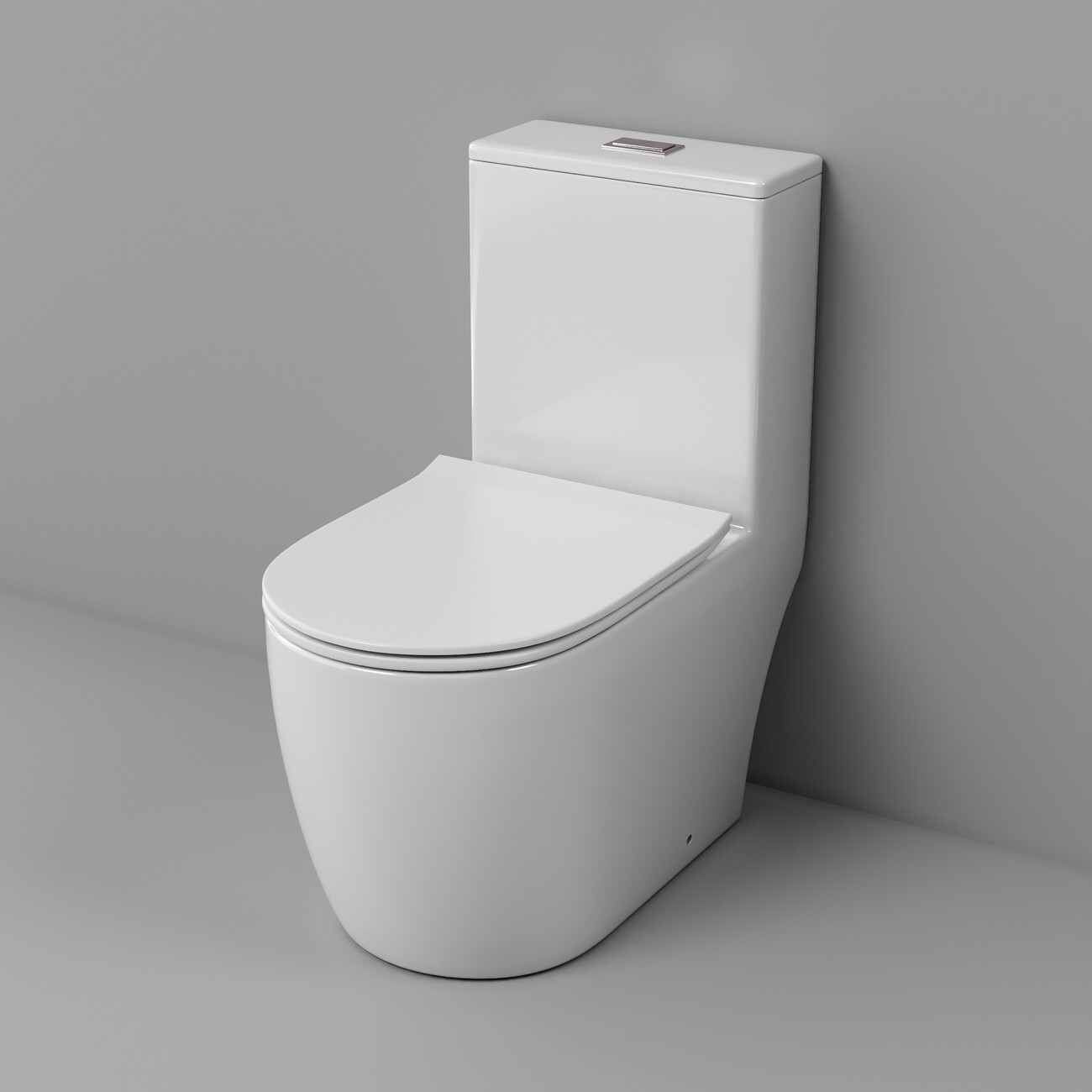 Унитаз напольный Grossman Classic GR-4484SQ (700х385х745) безободковый,белый,моноблок с тонкой крышкой,микролифт,смыв торнадо,1 мест 