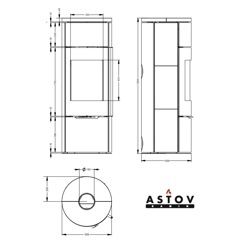 Печь камин Астов R1.0 L K 