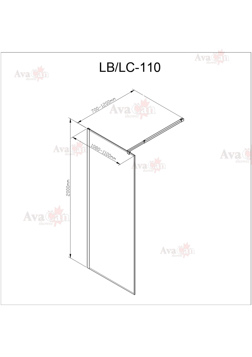 Душевая перегородка AvaCan LB 110 MT 