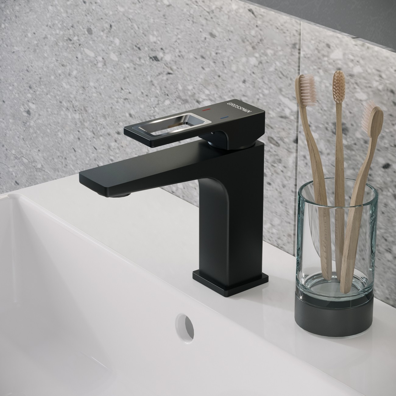 Смеситель для раковины Grossman Pragma 510.K35.03.210 черный матовый,1 место 
