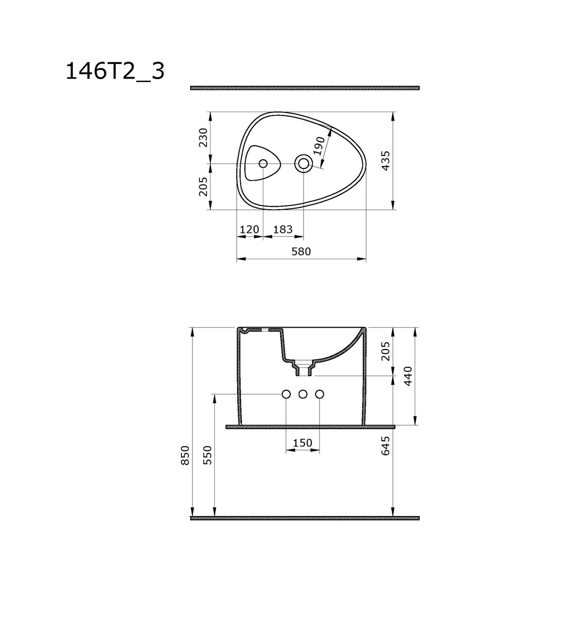 Раковина Ambassador Kingston 146T20003 (580*435*440) БЕЛАЯ 