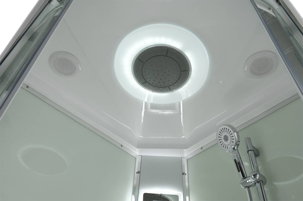 Душевая кабина AvaCan EM5080LEDT, 78159, 80 x 80 см, с LED подсветкой, с крышей, поддон высокий, стекло прозрачное, профиль хром 