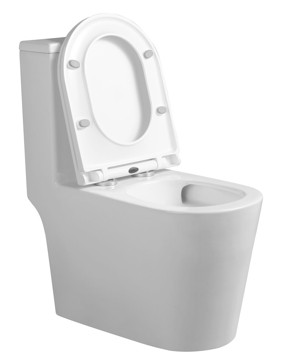 Унитаз напольный Grossman Classic GR-4487SQ (690х360х790) безободковый,белый,моноблок с тонкой крышкой,микролифт,смыв торнадо,1 место 
