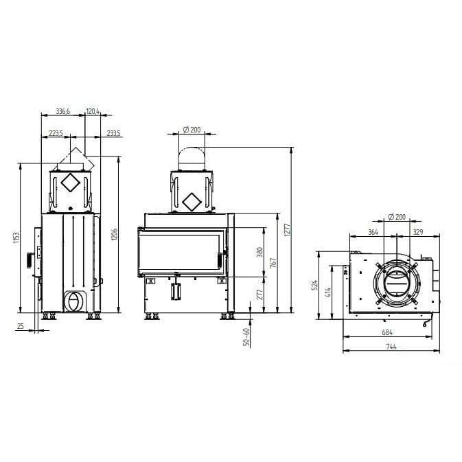 Каминная топка Hoxter ECKA 70/40/38 L/R 