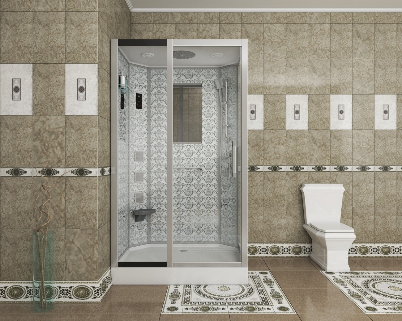 Душевая кабина Niagara 7711WL, 120 x 90 см с гидромассажем, стенки белые, левая 