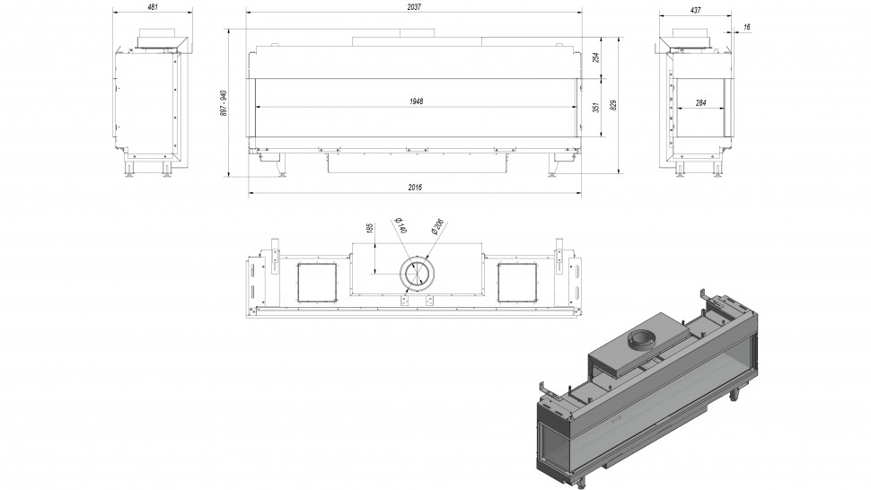 Топка газовая Kratki PRO LEO/L/200/G20 (магистральный газ) 