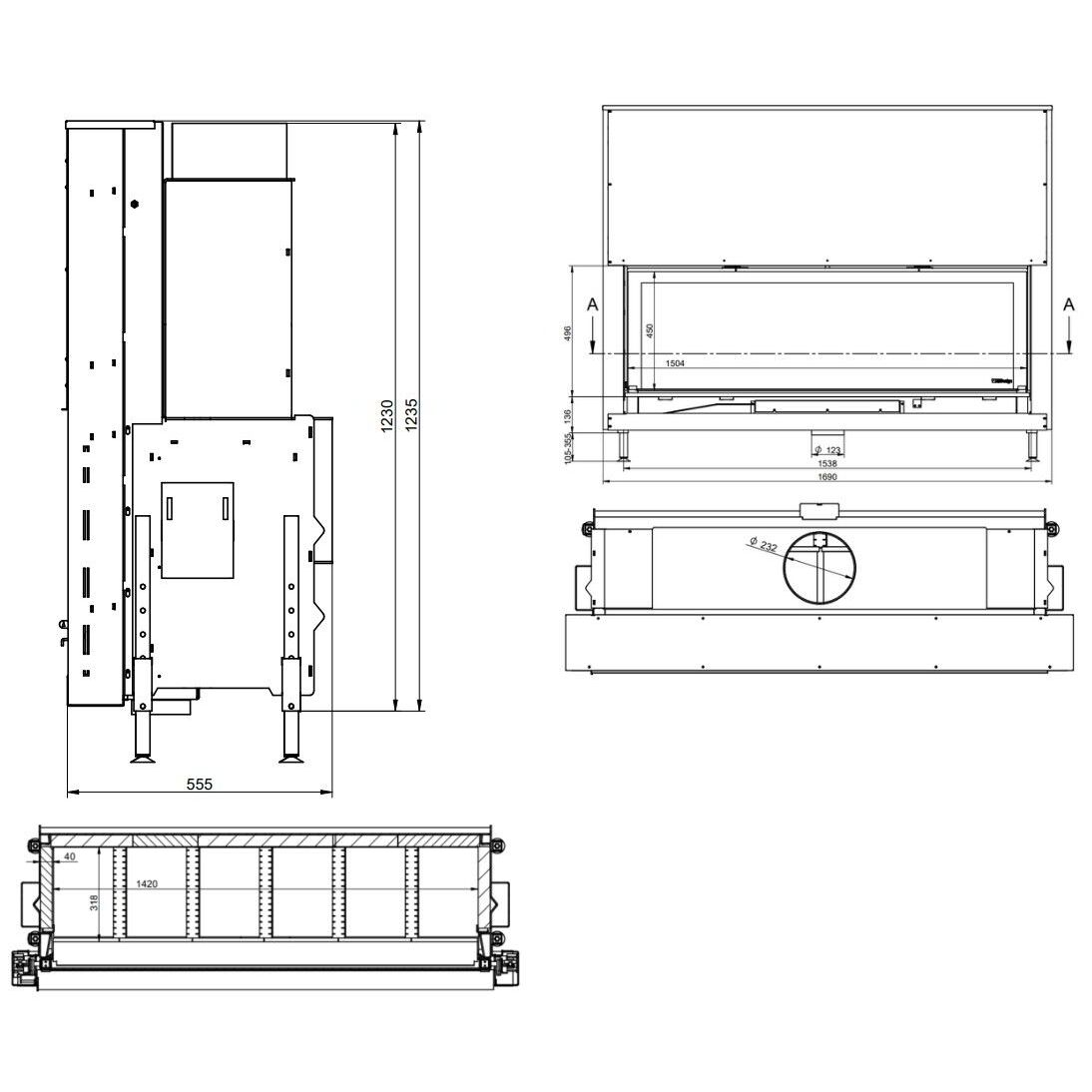 Каминная топка KFD Linea H 1570 4.0 