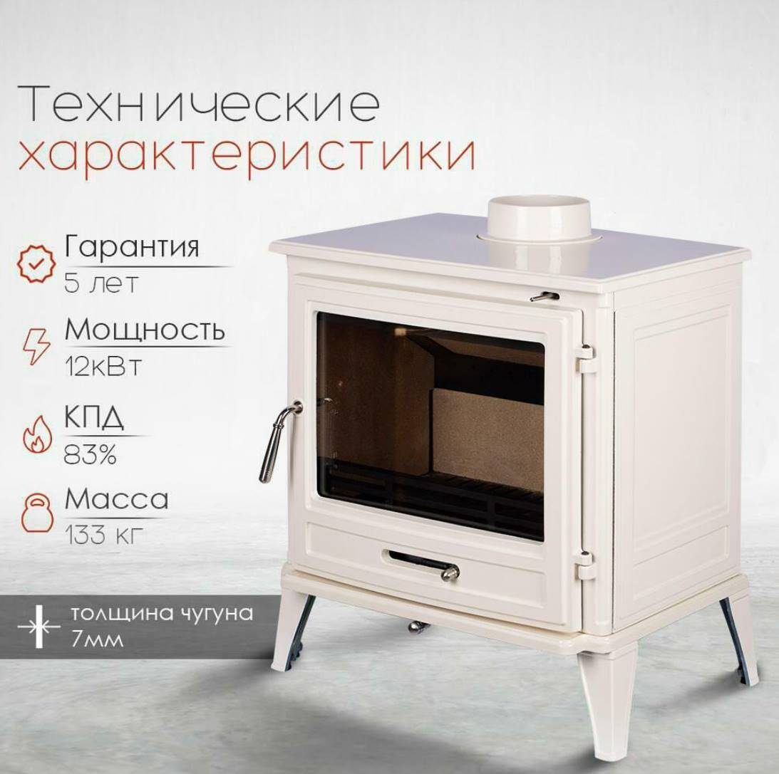 Печь камин Loki Norway White 