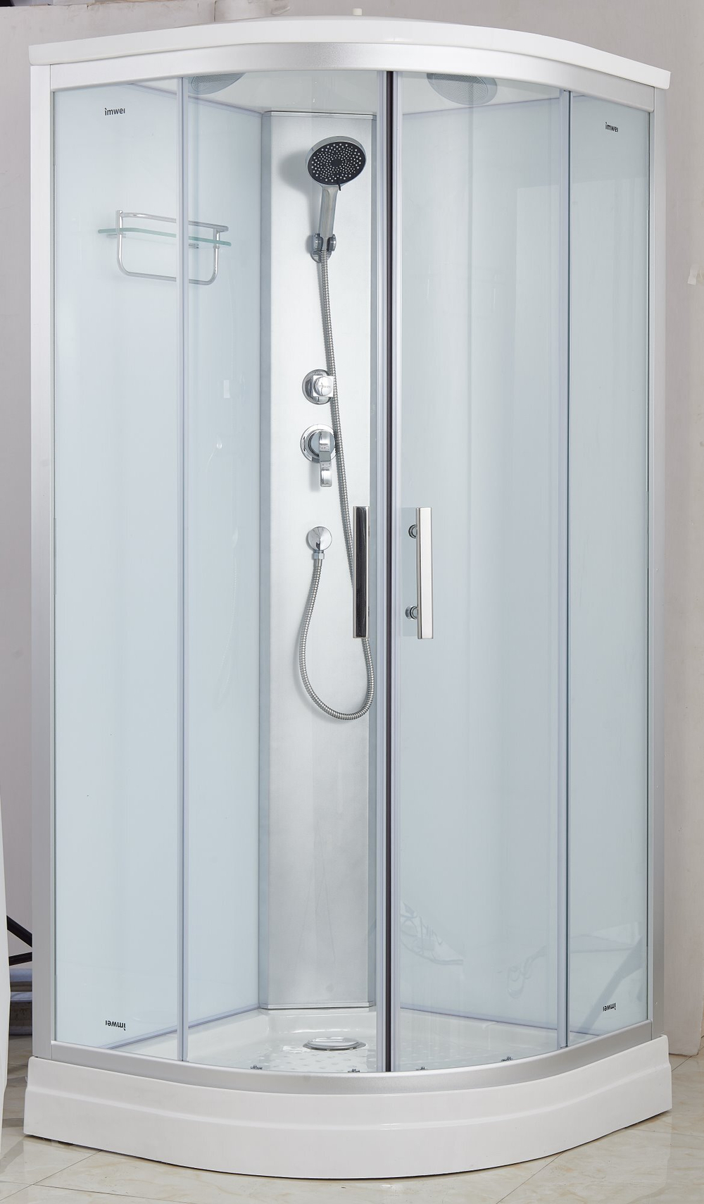 Душевая кабина Imwei XDS-09SC, 90 x 90 см, средний поддон, с крышей, стекла прозрачные, профиль серебристый 