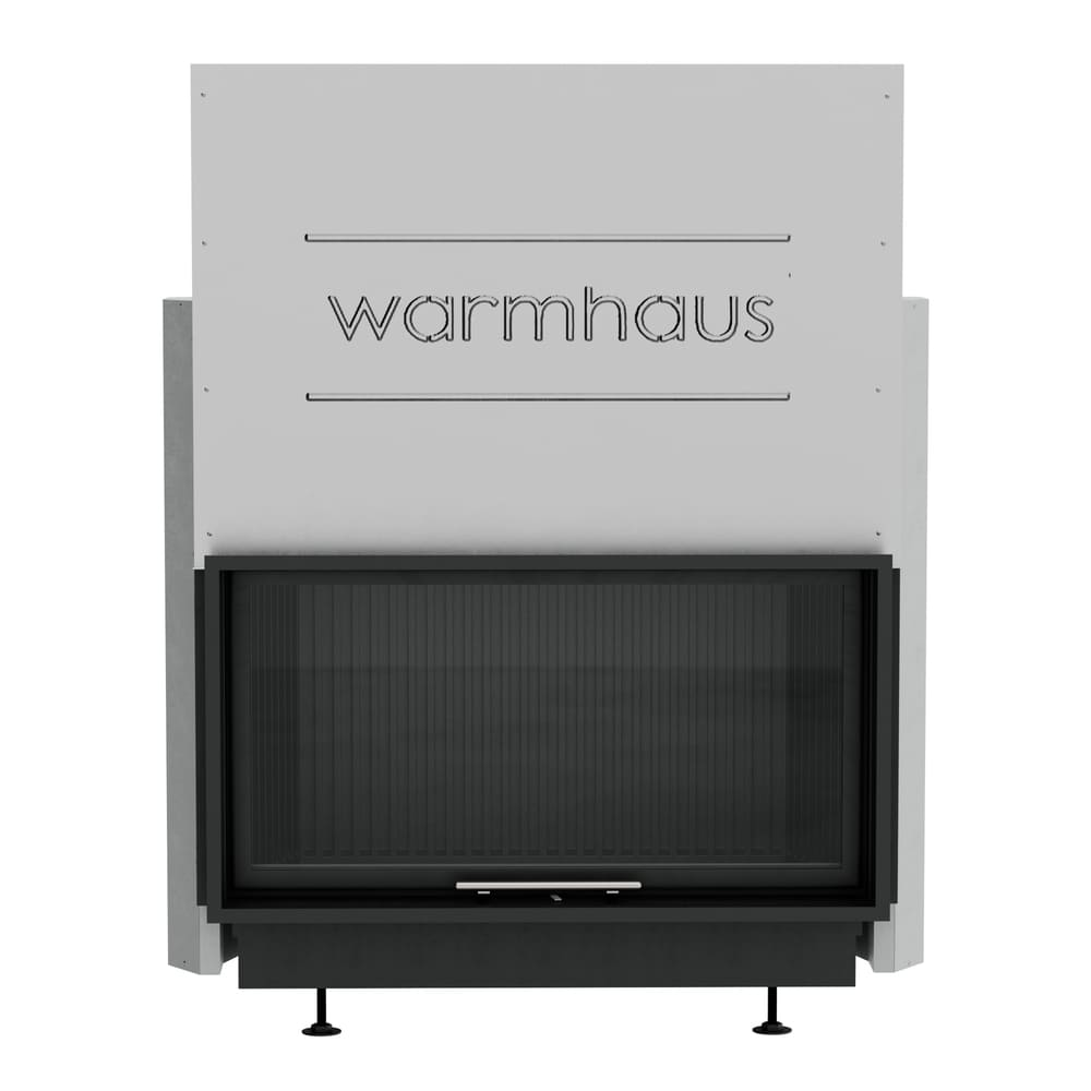 Каминная топка FLAT 100/57h (Warmhaus) с прямым стеклом, футеровка черные 3D панели 