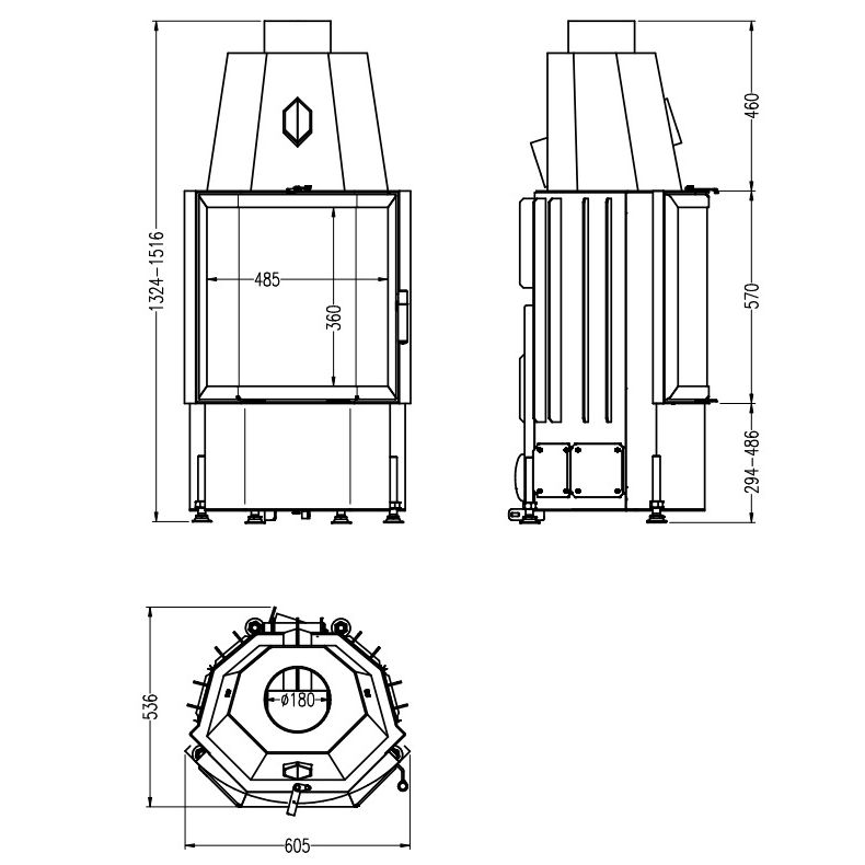 Каминная топка Hark 600/57 K ECOplus черная рамка 