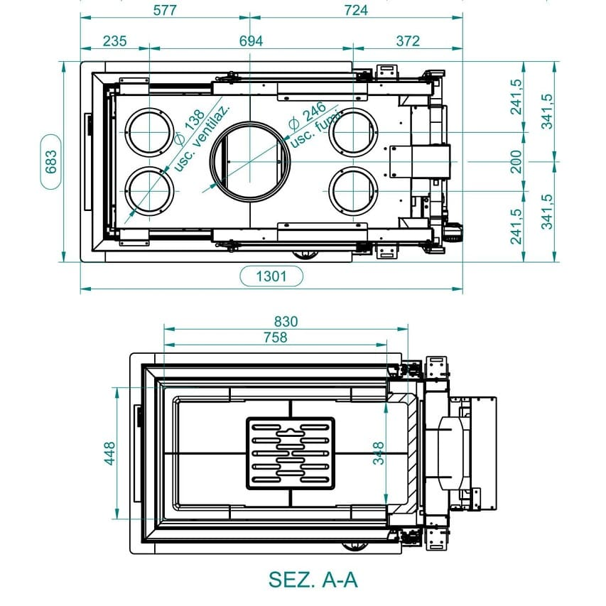 Каминная топка Palazzetti Ecomonoblocco WT 60 3D N16 