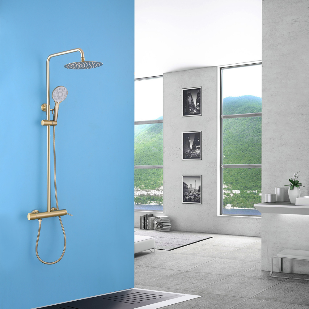 Душевая система Abber Emotion AF8816GL, PVD покрытие, цвет золото матовое 