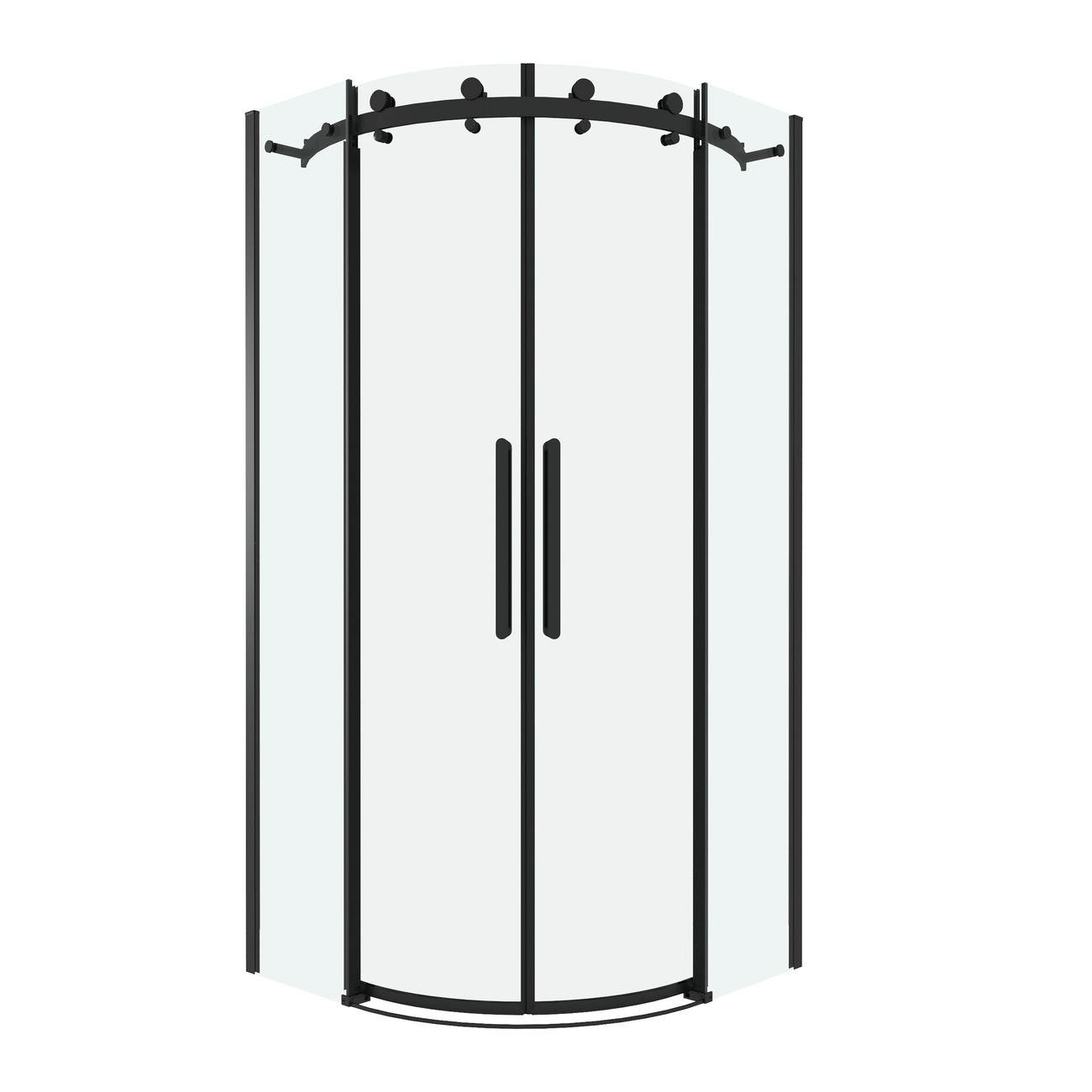 Душевое ограждение Grossman Classic 301.K33.04.1010.21.00 (100х100х195) четверть круга,раздвижная,черный матовый,стекло прозрачное, 1 место 