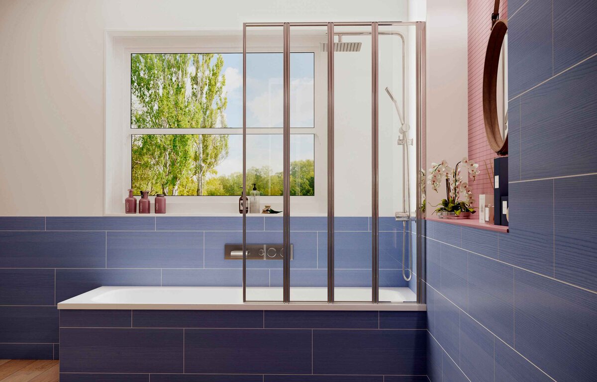Шторка для ванны Ambassador Bath Screens 16041110R (90х140) хром,стекло прозрачное,складная,1 место 