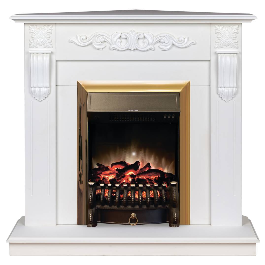 Камин RealFlame Dominica Corner WT с очагом Fobos Lux Brass 