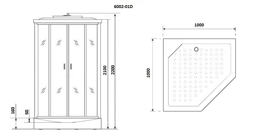 Душевая кабина Niagara Premium NG-6002-01D (100х100х220) низкий поддон(16 см),стекло прозрачное,4 места 