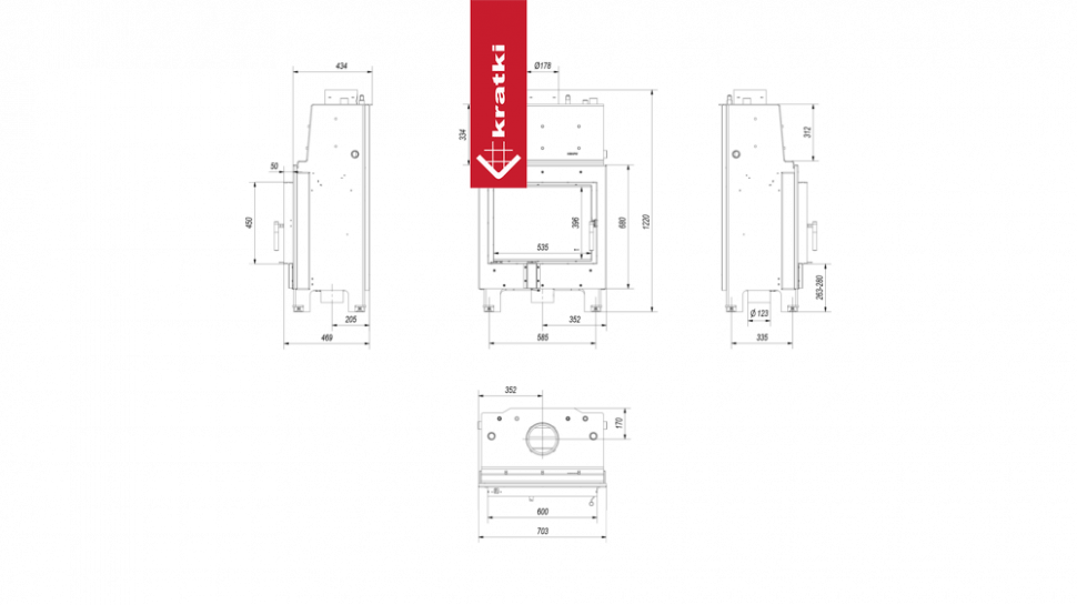 Топка  c теплообменником Kratki PRO MBM/PW/10/W 