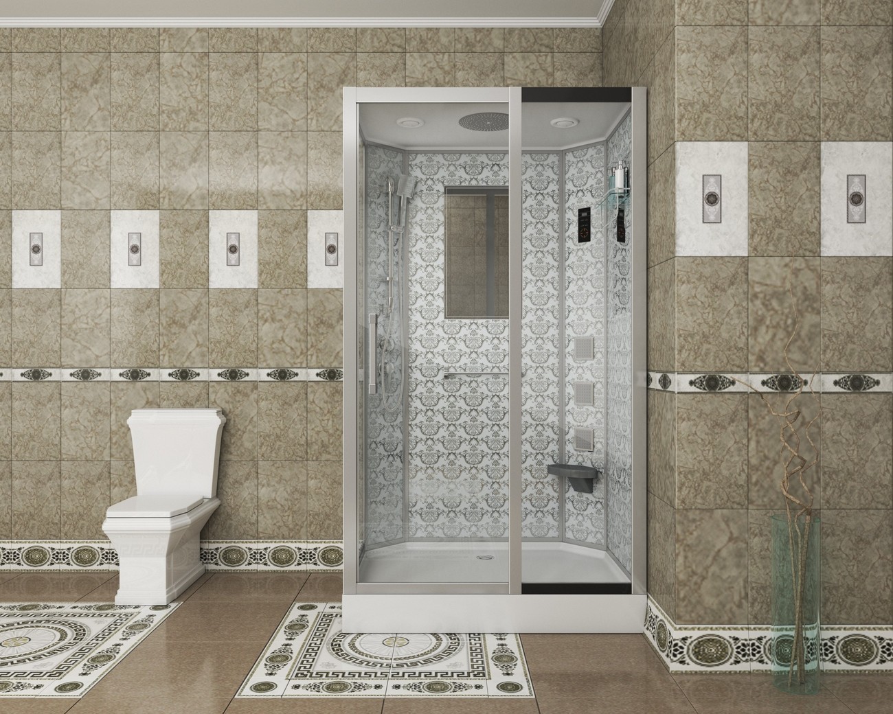 Душевая кабина Niagara 7711WR, 120 x 90 см с гидромассажем, стенки белые, правая 
