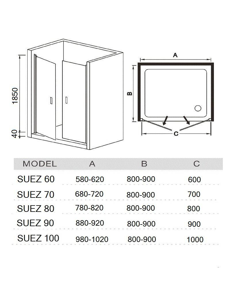 SUEZ  60 MT Душевое ограждение 