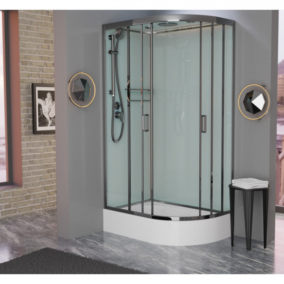 Душевая кабина Frank F412/1 L/R Brilliant 120 х 80 см, средний поддон, стекла прозрачные, профиль хром, 179009/181009 