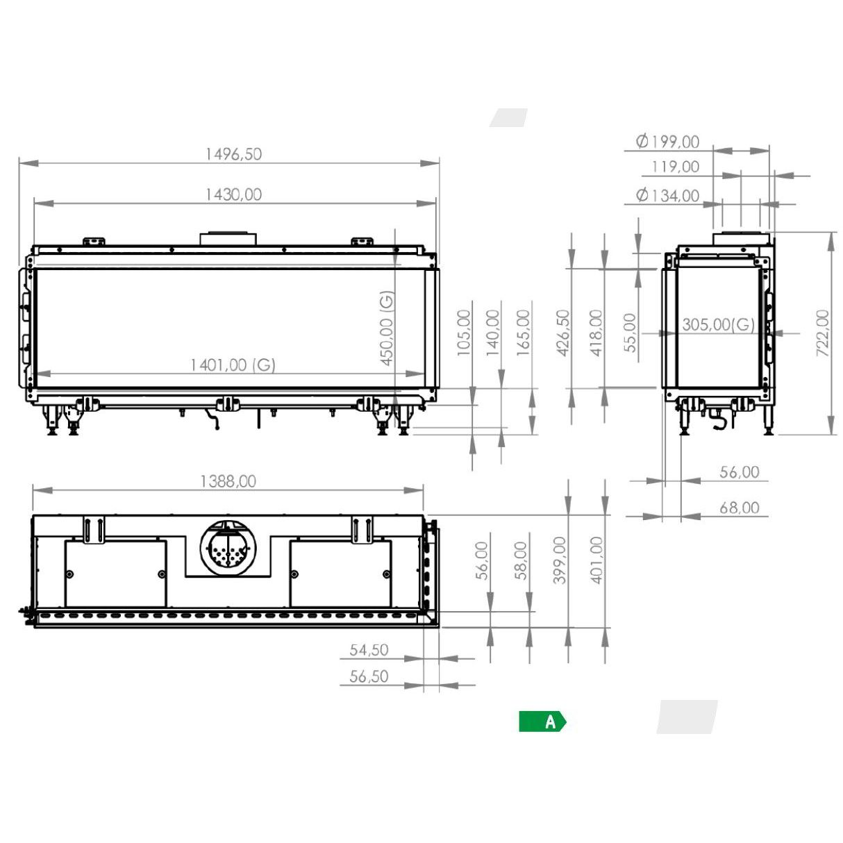 Газовый камин Milafire MF 1420 угловой 