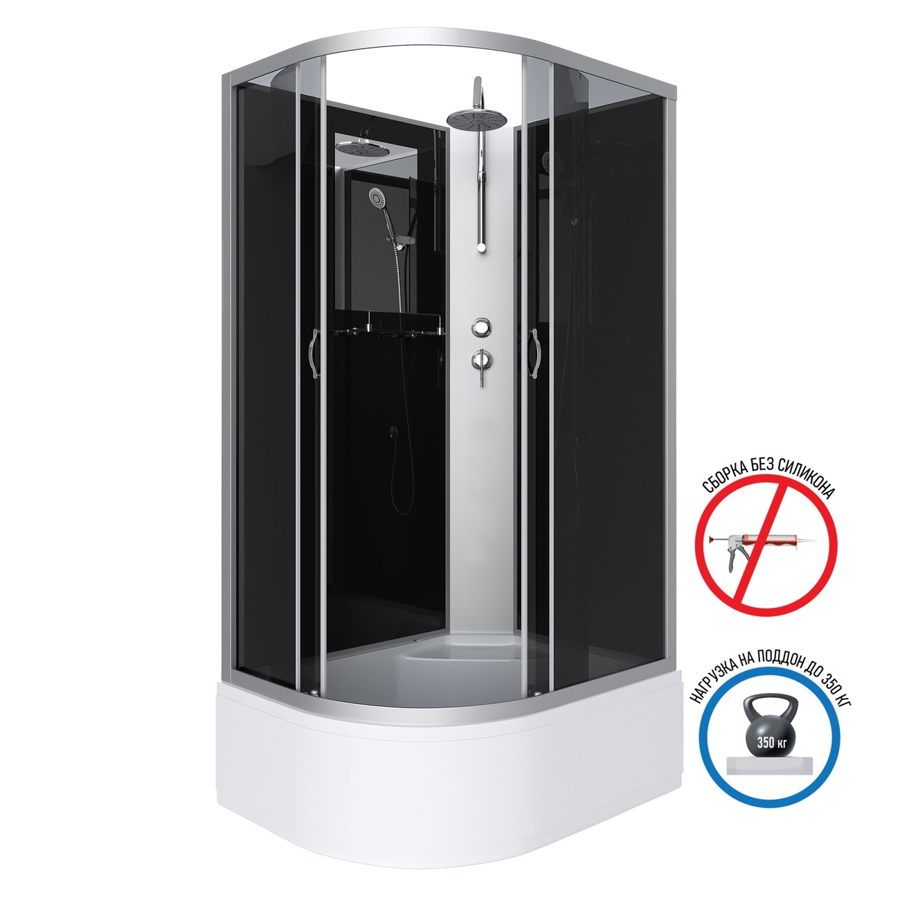 Душевая кабина Niagara Classic NG-2510-14RBKT (120х80х210) высокий поддон(40см),стекло тонированное,4 места 