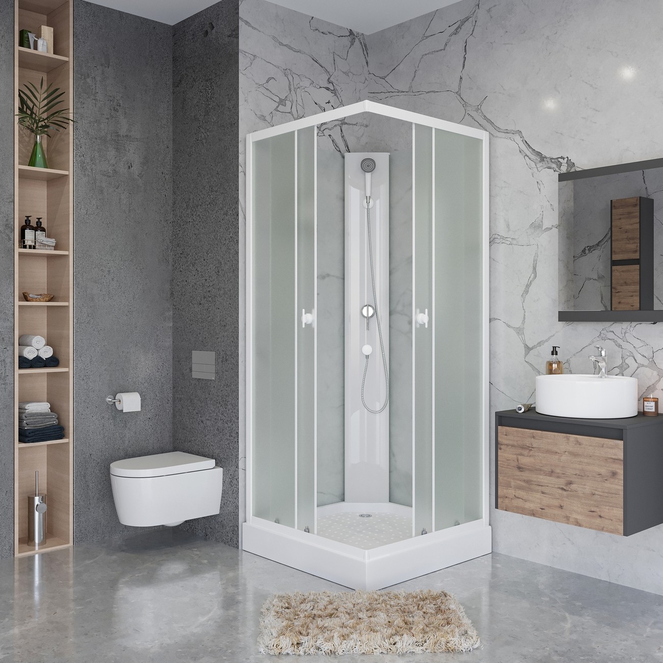 Душевая кабина Niagara Promo P90/13Q/MT/BK, 90 x 90 см, стекло матовое, профиль белый 