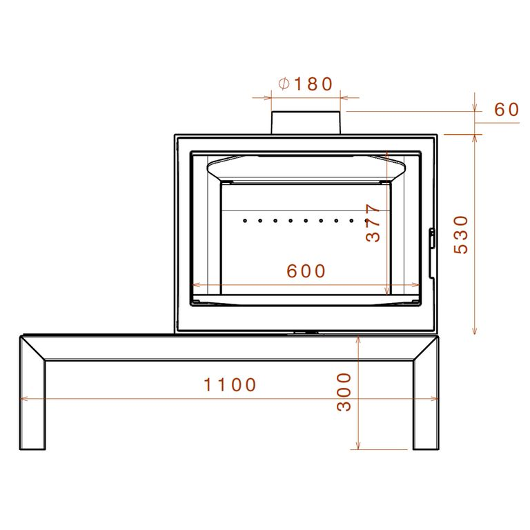 Печь LCI 7 GFLR Table, два боковых стекла (Liseo Castiron) 