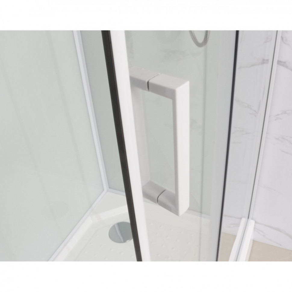 Душевая кабина Frank F409/1 White 90 х 90 см без крыши, средний поддон, стекла прозрачные, профиль белый, 124009 
