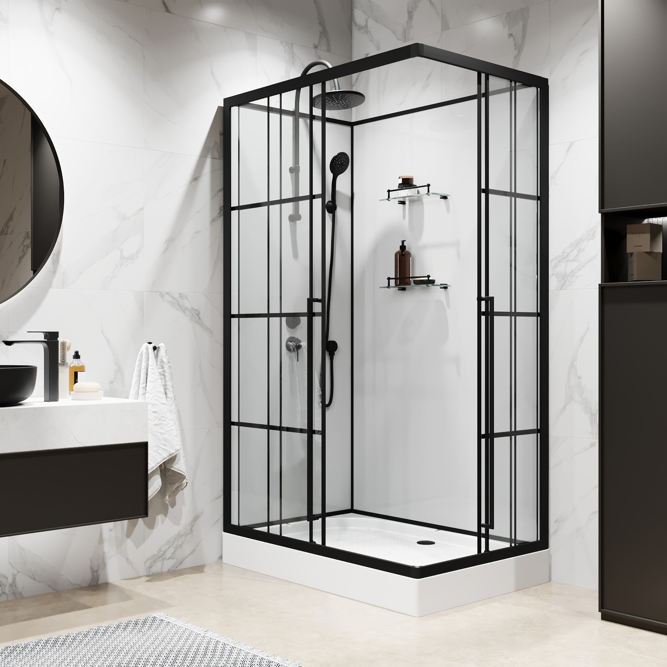 Душевая кабина Niagara Standart ST120/80/15QL/KL/BKT (120х80х225) низкий поддон(15см),черный,стекло прозрачное,3 места 