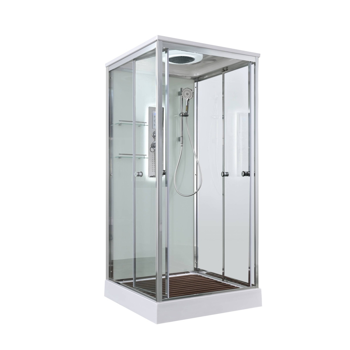 Душевая кабина AvaCan V2080LED 78240, 80 x 80 см, с LED подсветкой, с крышей, поддон низкий, стекло прозрачное, профиль хром 