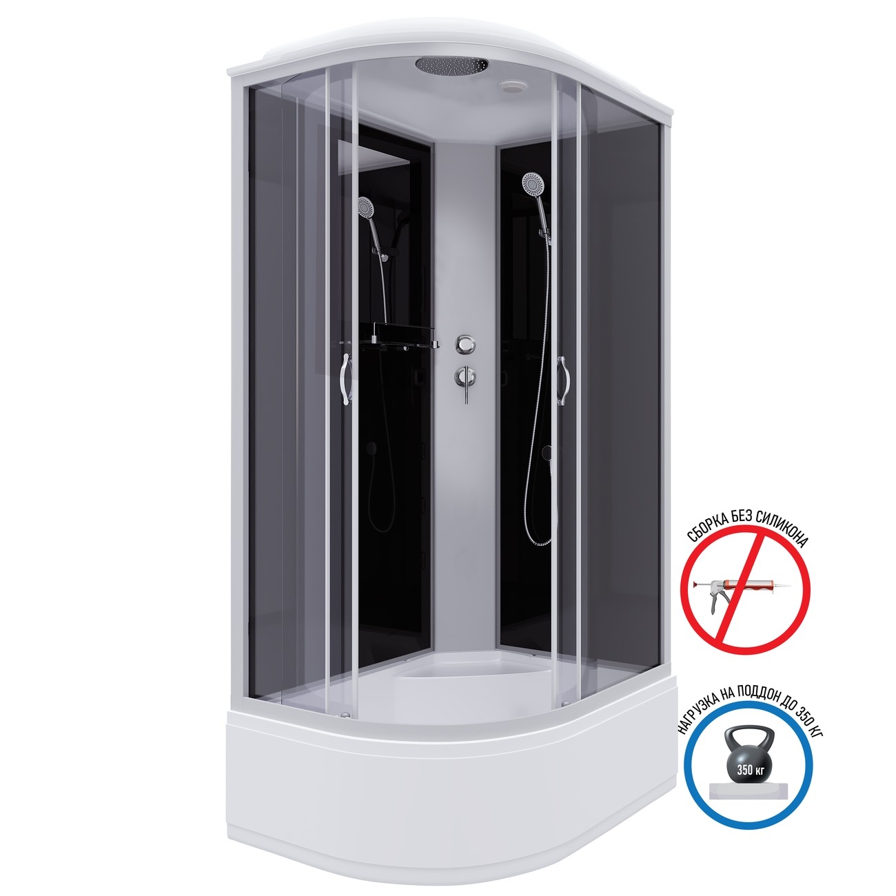 Душевая кабина Niagara Classic NG-2510-14R (120х80х215) высокий поддон(40см),стекло тонированное,4 места 