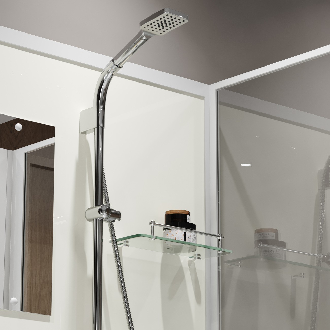 Душевая кабина Niagara Standart ST100/15Q/BK (100х100х200) квадрат,поддон 15см,распашная,проф.белый,без крыши,3 места 