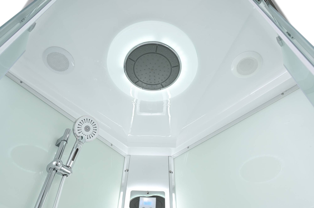 Душевая кабина AvaCan EM2011LEDNEW, 78066, 110 x 110 см, с LED подсветкой, с крышей, низкий поддон, стекло матовое, профиль хром 