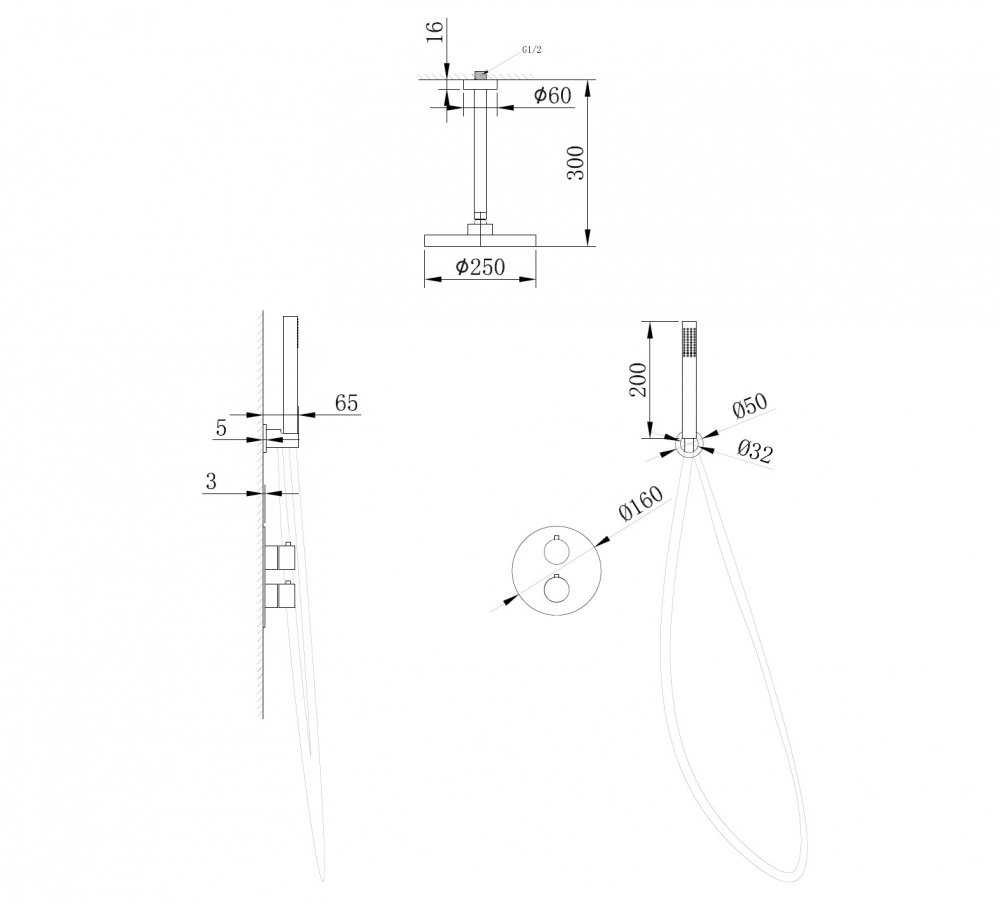 Душевая система Abber Wasser Kreis AF8121B, цвет черный матовый 