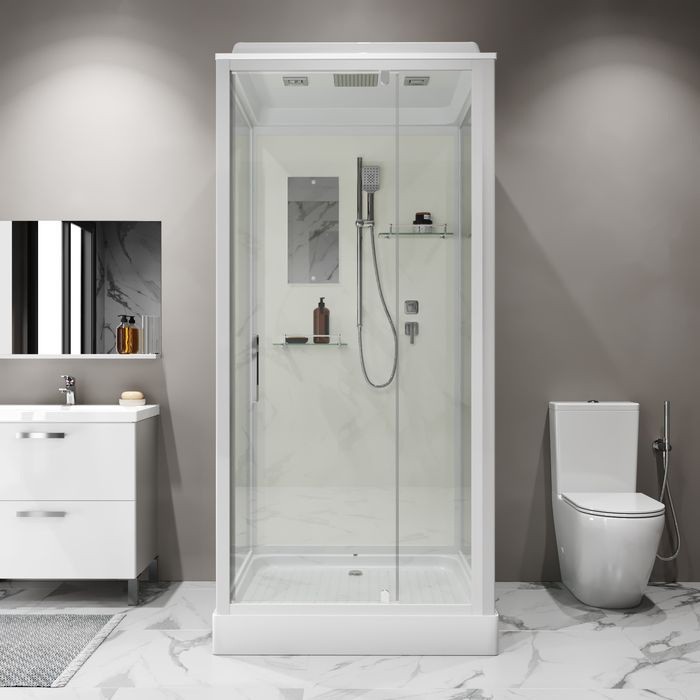Душевая кабина Niagara Standart ST80/15Q (80х80х215) квадрат,поддон 15см,распашная,проф.белый,3 места 