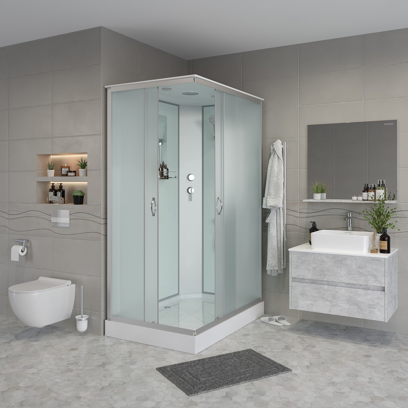 Душевая кабина Niagara Classic NG-43285-14Q (120х80х215) низкий поддон(13см),стекло матовое,3 места 