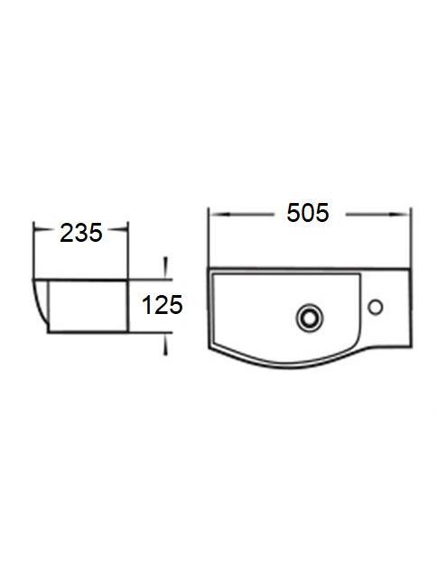 WW AISBACH 7950 GL-WT R Раковина подвесная (глянцевая белая) 505х235х125 мм 