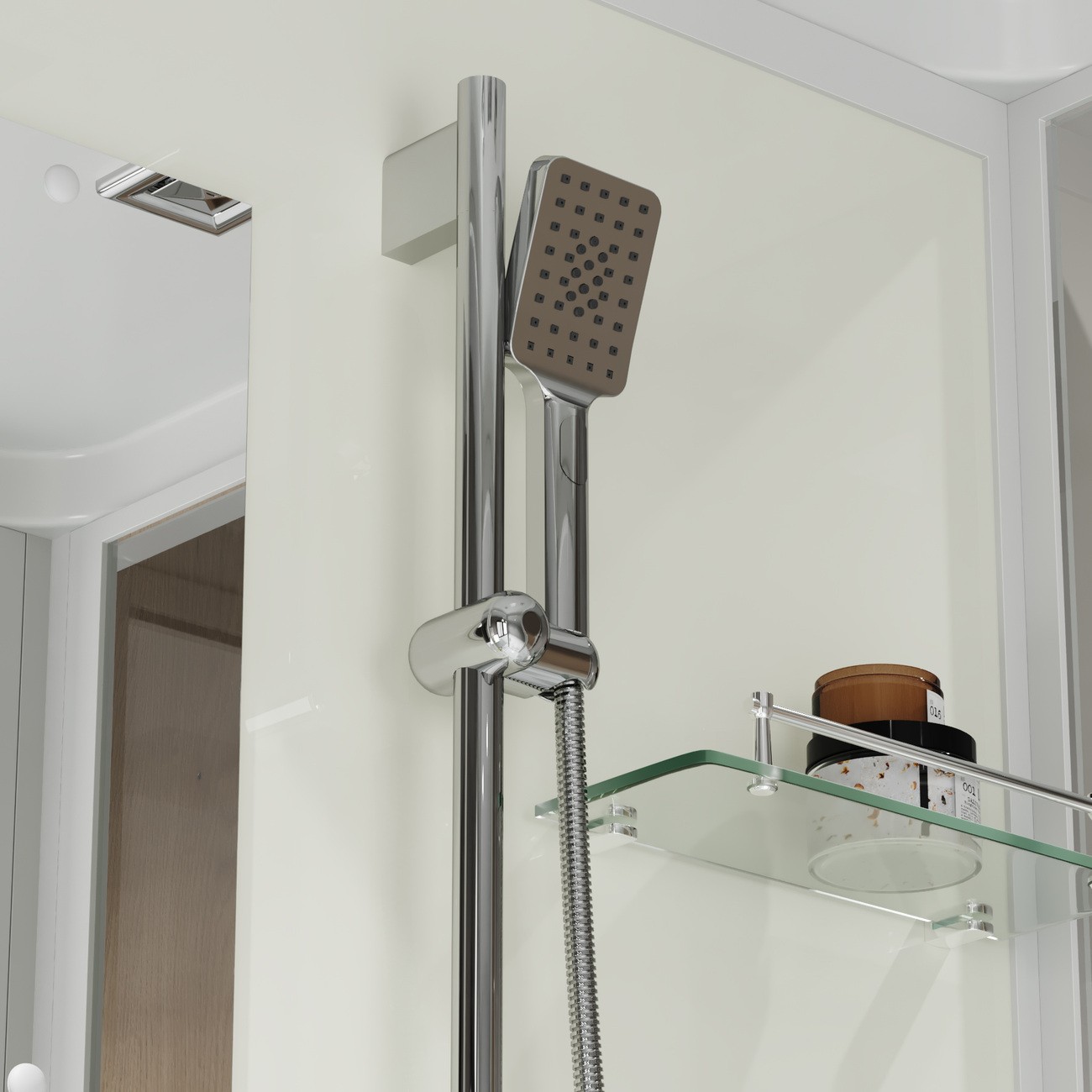 Душевая кабина Niagara Standart ST90/15Q (90х90х215) квадрат,поддон 15см,распашная,проф.белый,3 места 