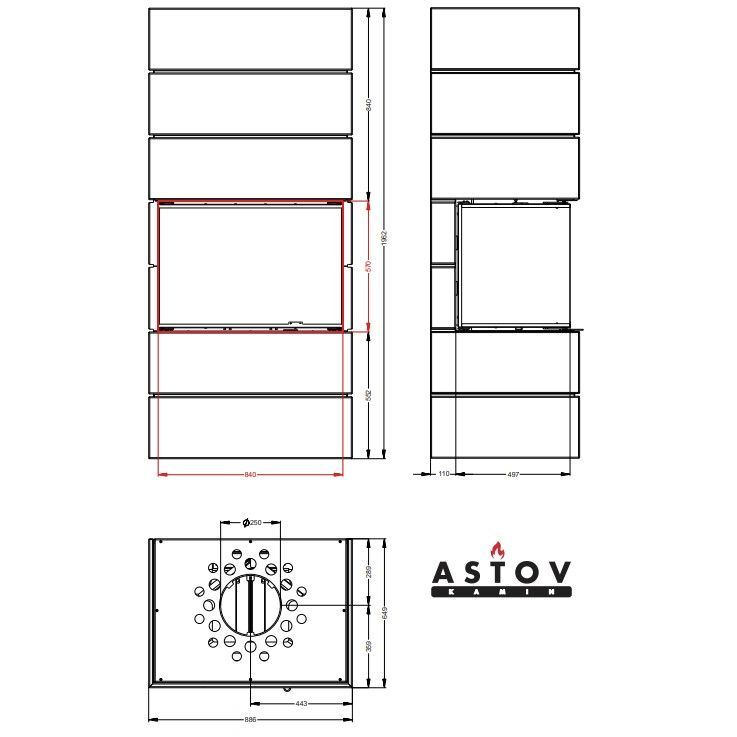 Печь камин Астов ФЕРРО П3С 8457 