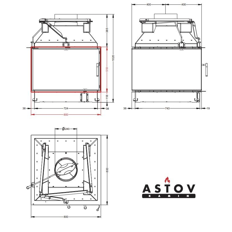 Каминная топка Астов П4С 800 