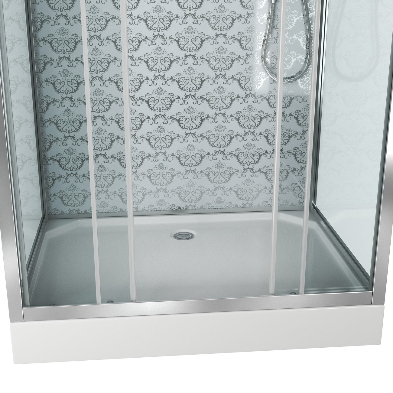 Душевая кабина Niagara Luxe NG-7772QW (120x90х210) низкий поддон(15см),дверь раздвижная,стенки серебро,4 места 