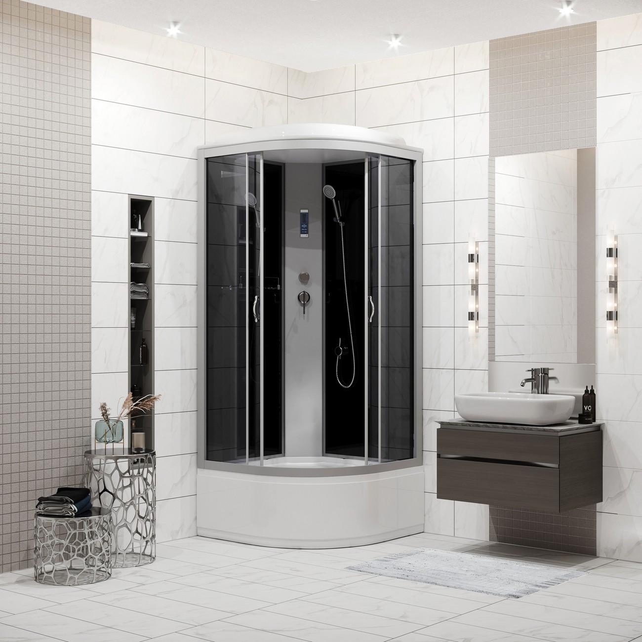 Душевая кабина Niagara Classic NG-2509-14P (100х100х215) высокий поддон(40см),стекло тонированное,4 места 