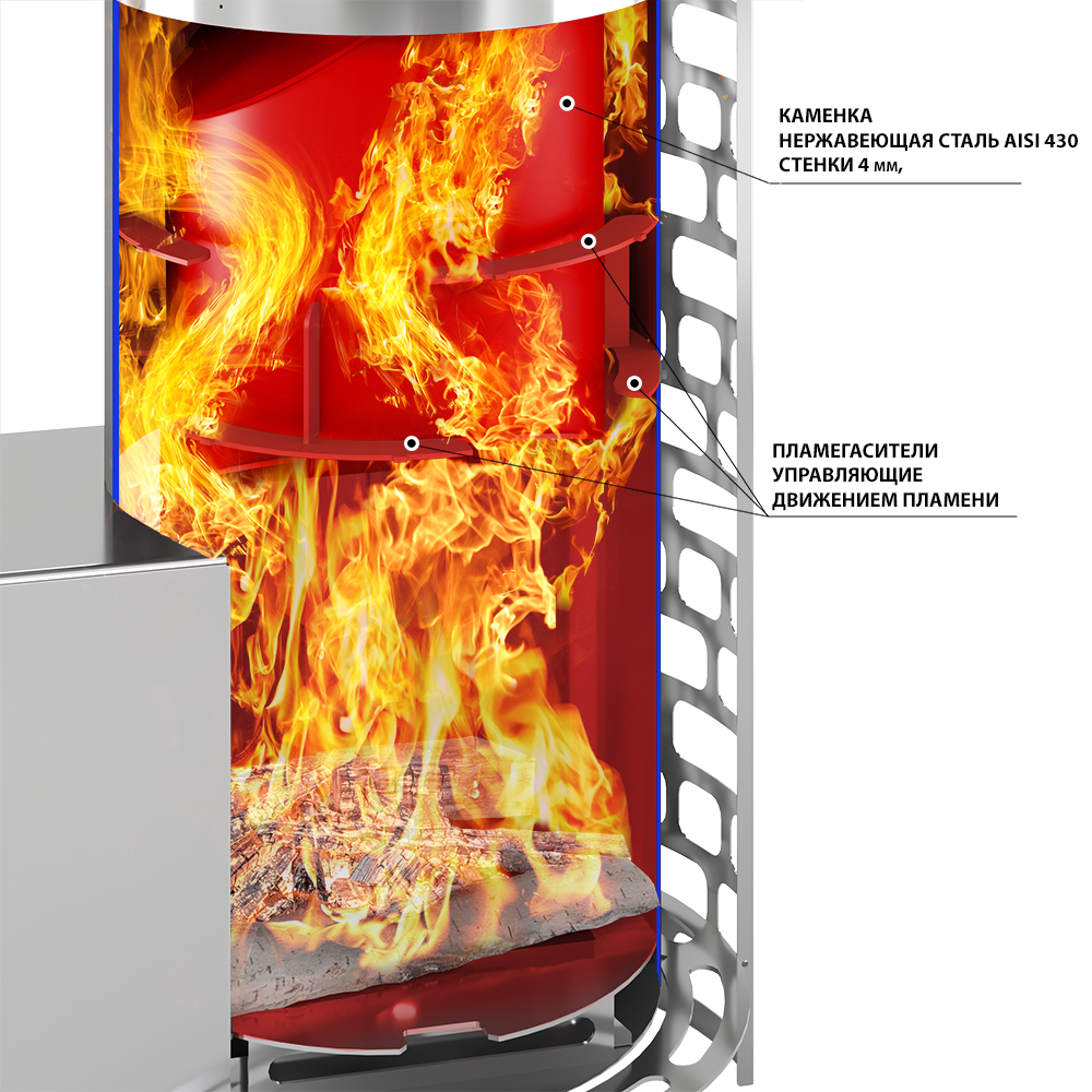 Печь для бани Эверест "Steam Master 44 INOX" Амфиболит, S-40 