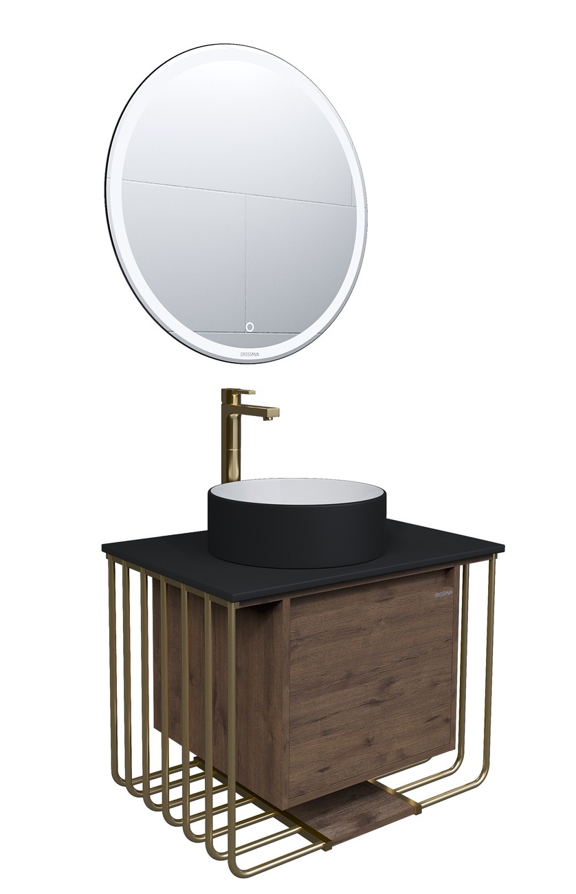 Раковина Grossman GR-4040BW (360х360х115) черная,белая внутри,1 место 