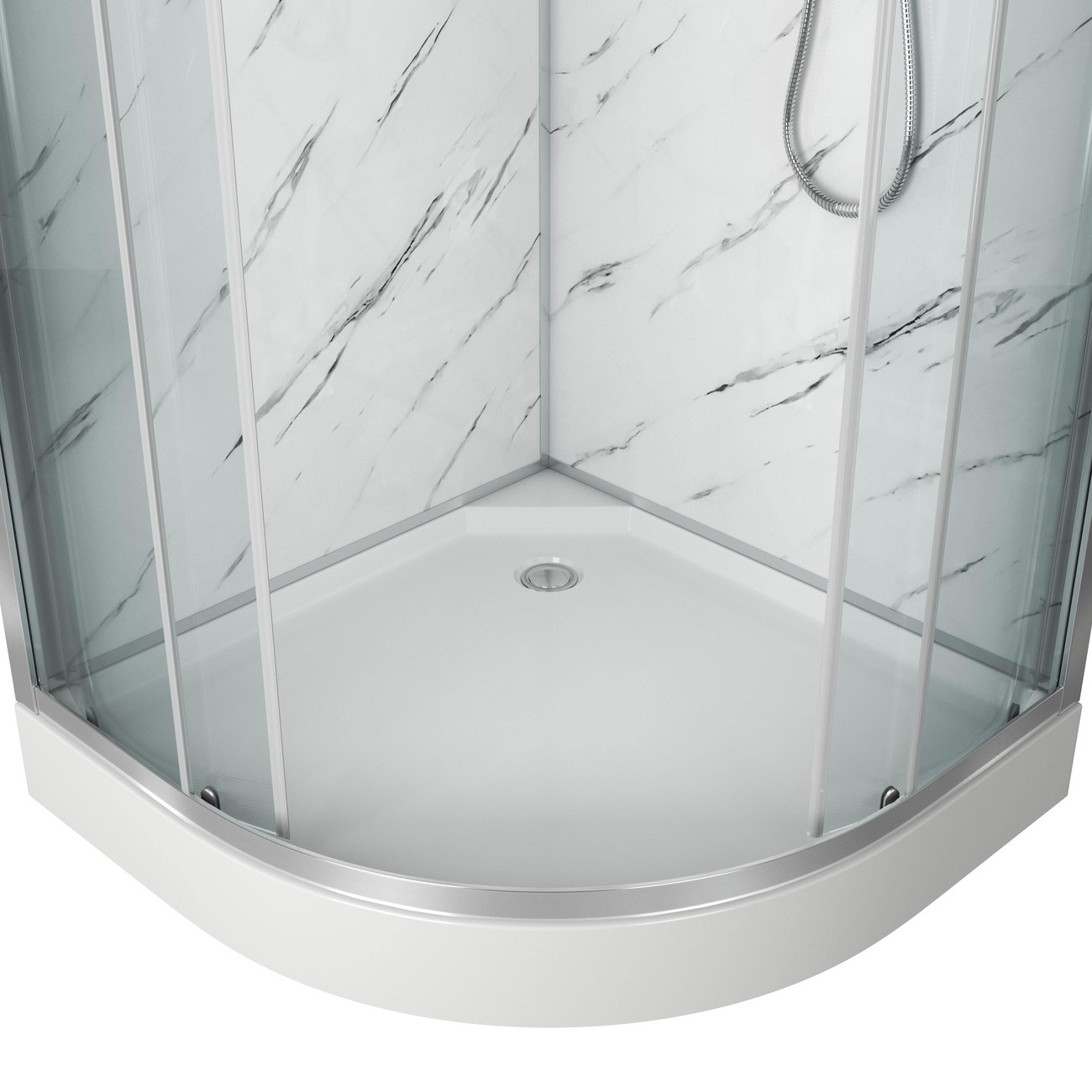 Душевая кабина Niagara Luxe NG-7701M (90x90х210) низкий поддон(15см),дверь раздвижная,стенки мрамор,3 места 